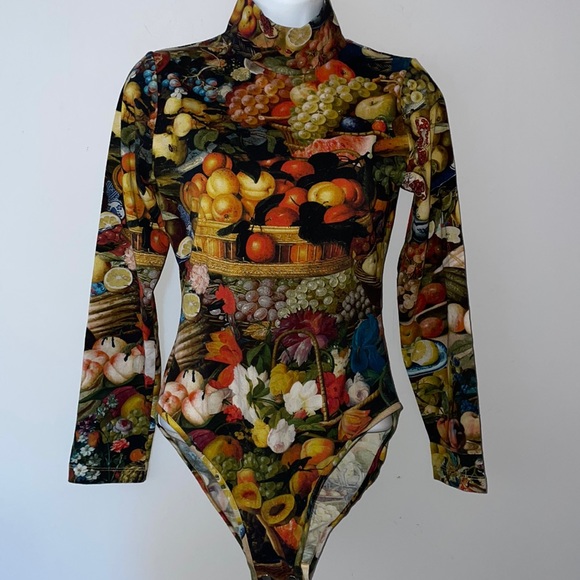 Samantha Pleet Harvest Fruit Print Mock Neck Bodysuit - Picture 10 of 14
